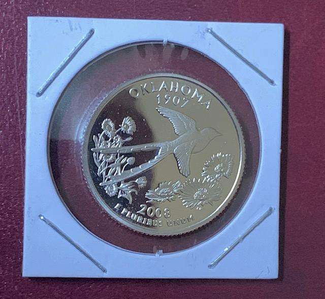 !!! USA 2008S Oklahoma Quarter Dollar  !!!