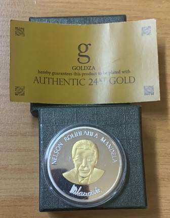 Long walk to Freedom, Robben Island coin with 22ct Gold plating