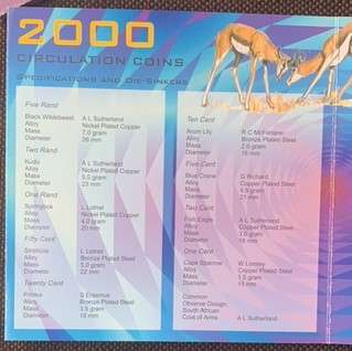 " South Africa 2000 Unc Set Old Coat of Arms "