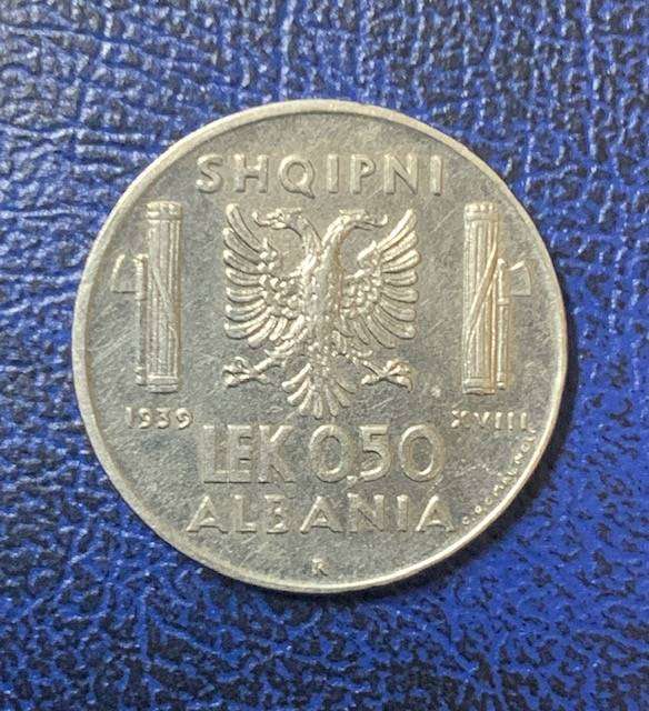 !!! Italy Albania 1939 - 0.5 Lek  !!!