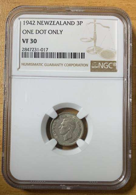 New Zealand 1942 3 Pence One dot