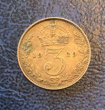 Scarce 1929 British 3 Pence - Maundy