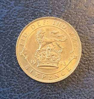 British Silver 6 Pence - 1913
