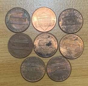 !!! USA Lot of 8 x Memorial Penny's/ 1 Cent  !!!