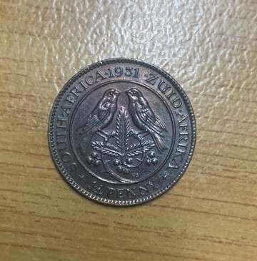 !!! South Africa Union 1931Z Quarter Penny !!!