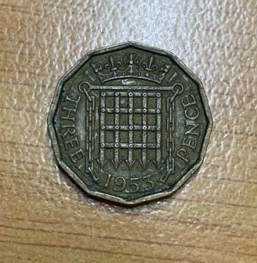 British Brass 3 Pence - 1953