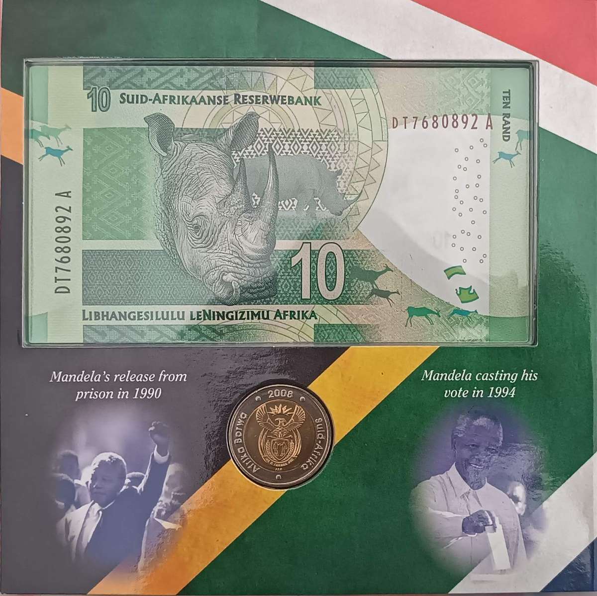 ***Mandela 20 years Of Freedom SET: 2008 Birthday R5 + R10***