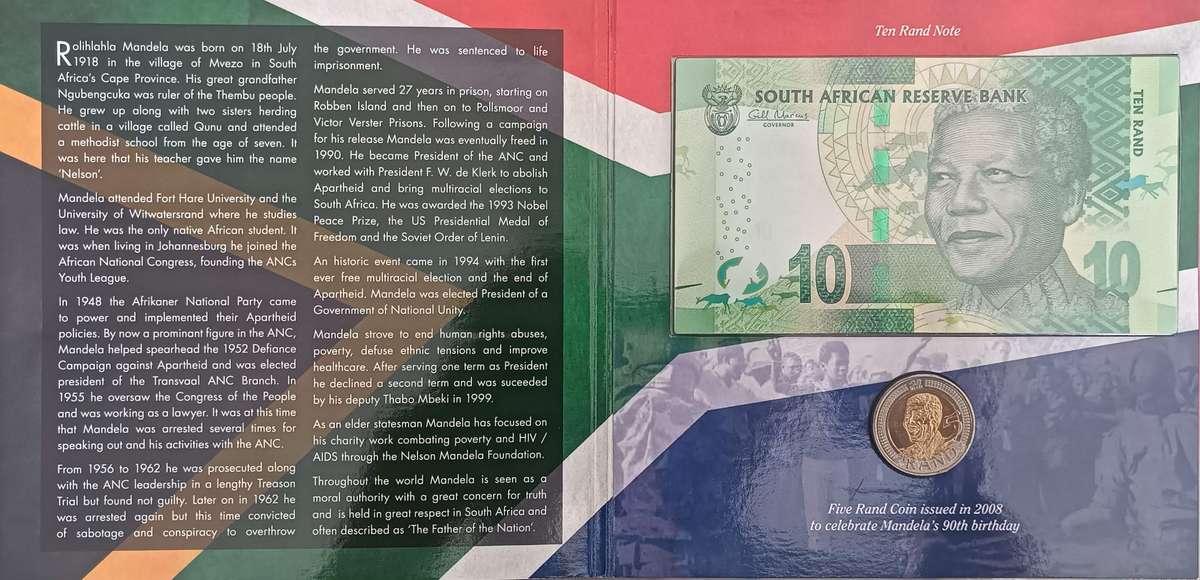 ***Mandela 20 years Of Freedom SET: 2008 Birthday R5 + R10***