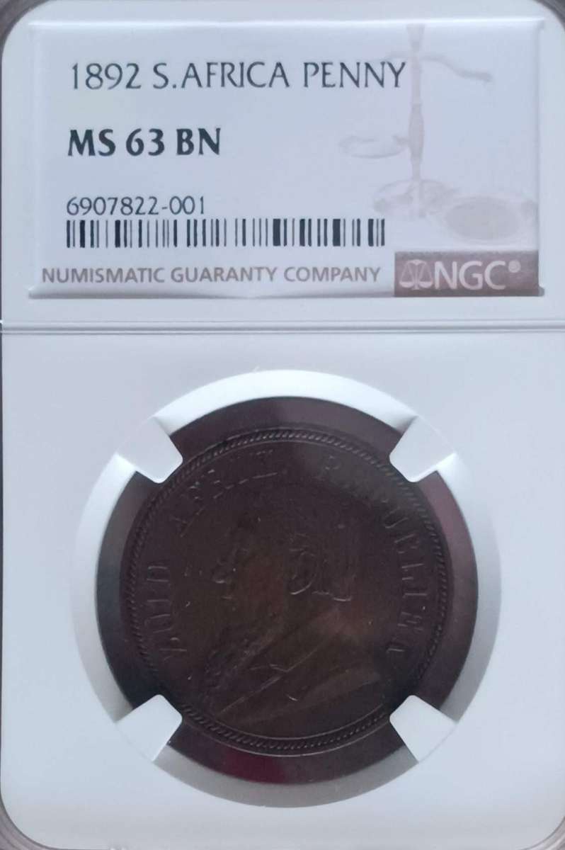 ***ZAR 1892 PENNY NGC MS63 HIGH GRADE ***