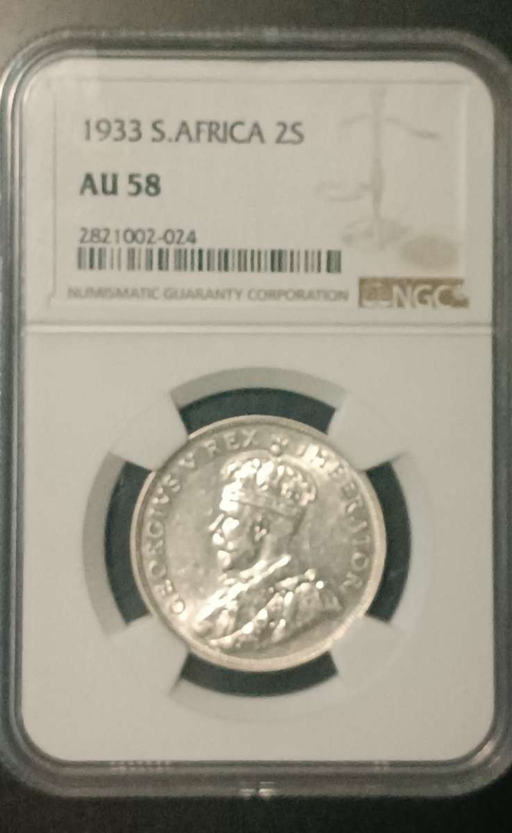 ***1933 2 Shilling NGC AU58 CV R12500 + ***