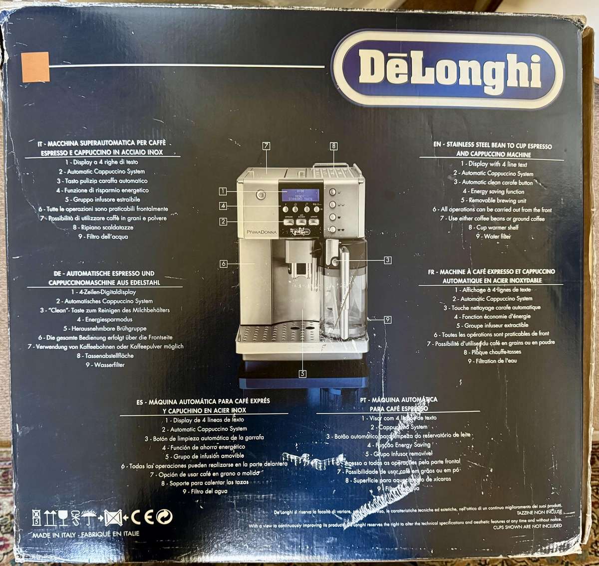DeLonghi PrimaDonna Bean to Cup Coffee Machine + electric grinder