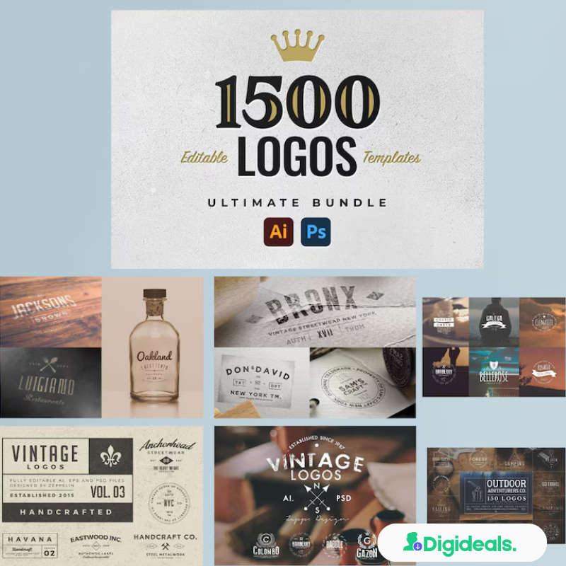 1,500 Logo Templates  Build Your Brand with Ease!