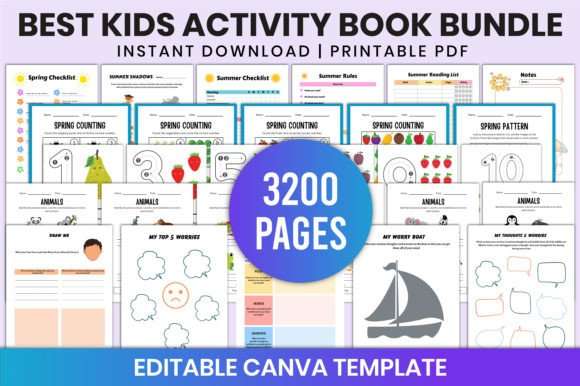 3200 Pages Best Kids Activity Book Bundle for Canva