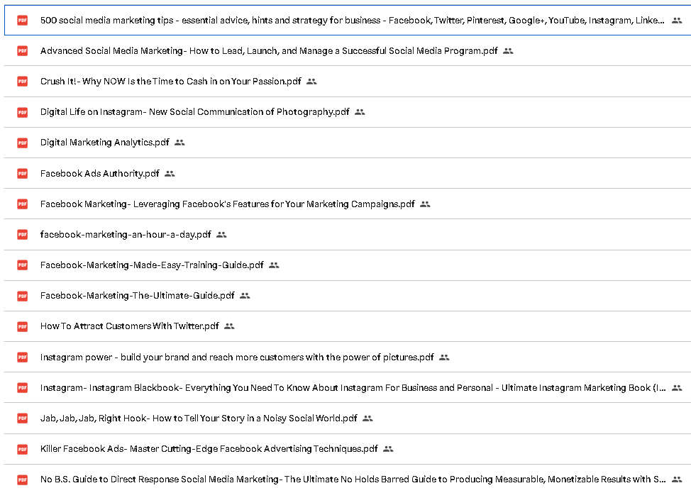 30 Social Media Marketing Ebooks - Titles In The Images