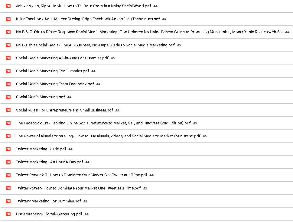 30 Social Media Marketing Ebooks - Titles In The Images