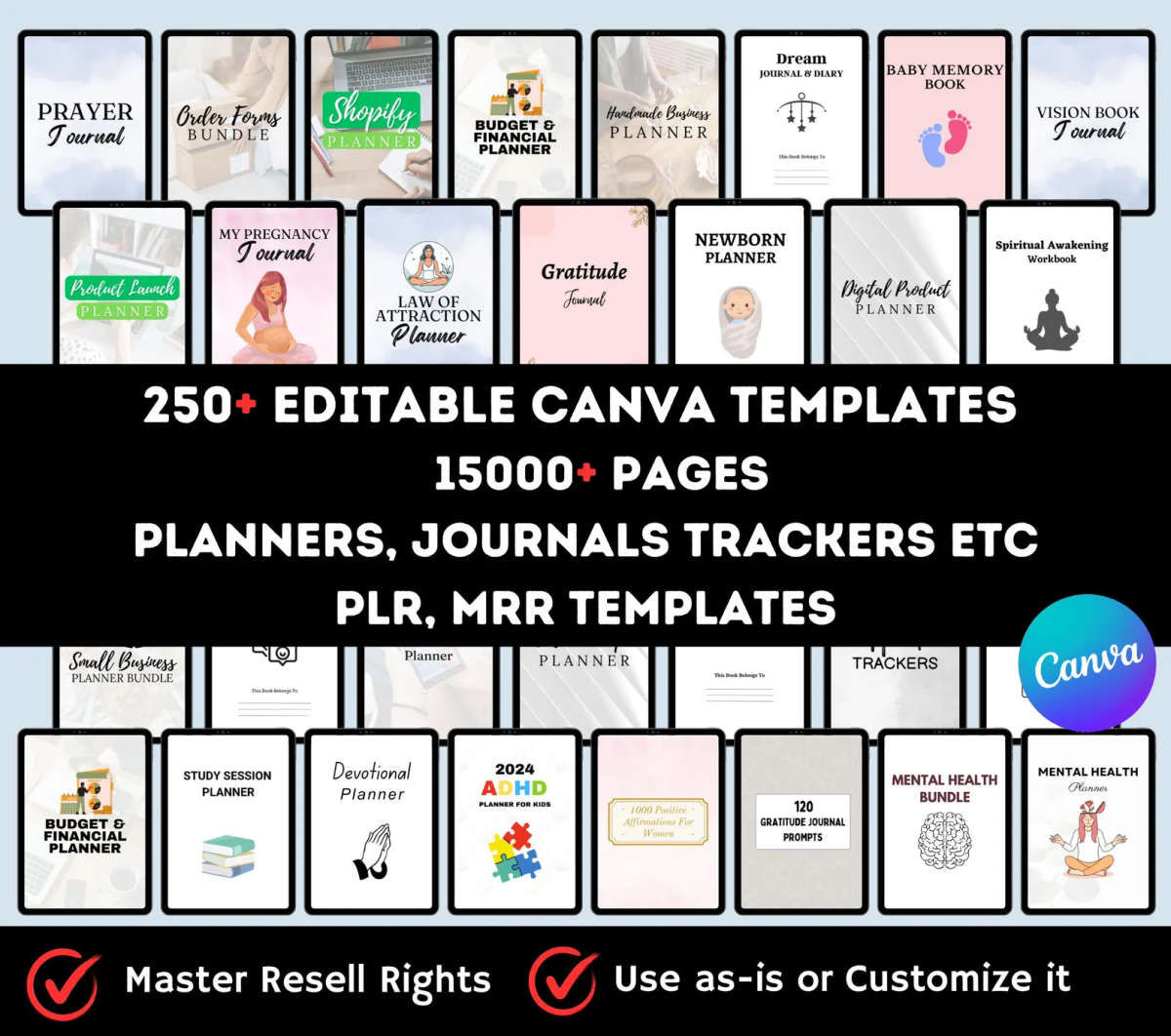 Canva Template Mega Bundle. Planners, Journals, Trackers & More