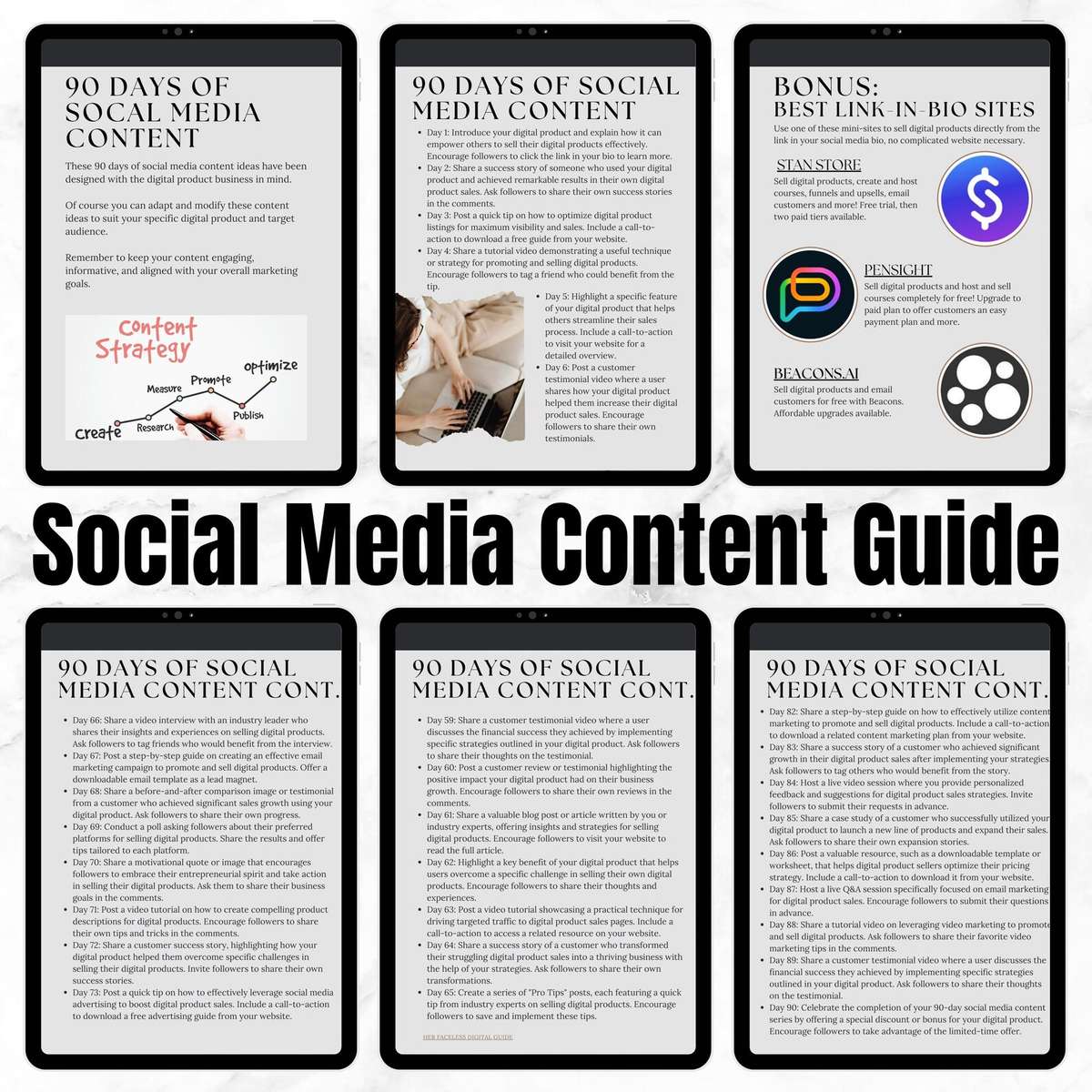 90 Days Of Social Media Content Guide with Master Resell Rights (MRR) and Private Label Rights (PLR)