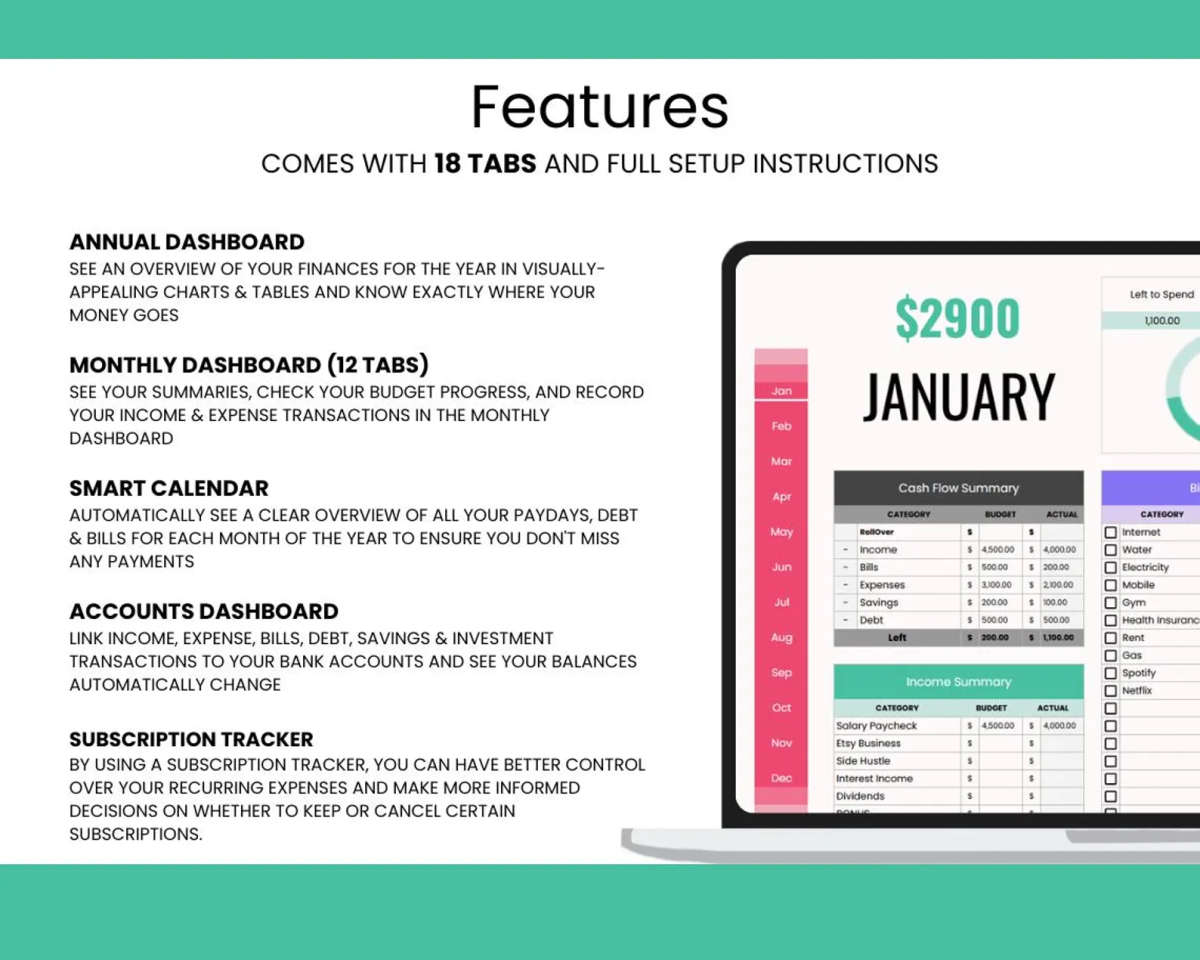 Monthly Budget Planner for Google Sheets, Monthly Budget Spreadsheet, Monthly Budget Tracker, Monthl