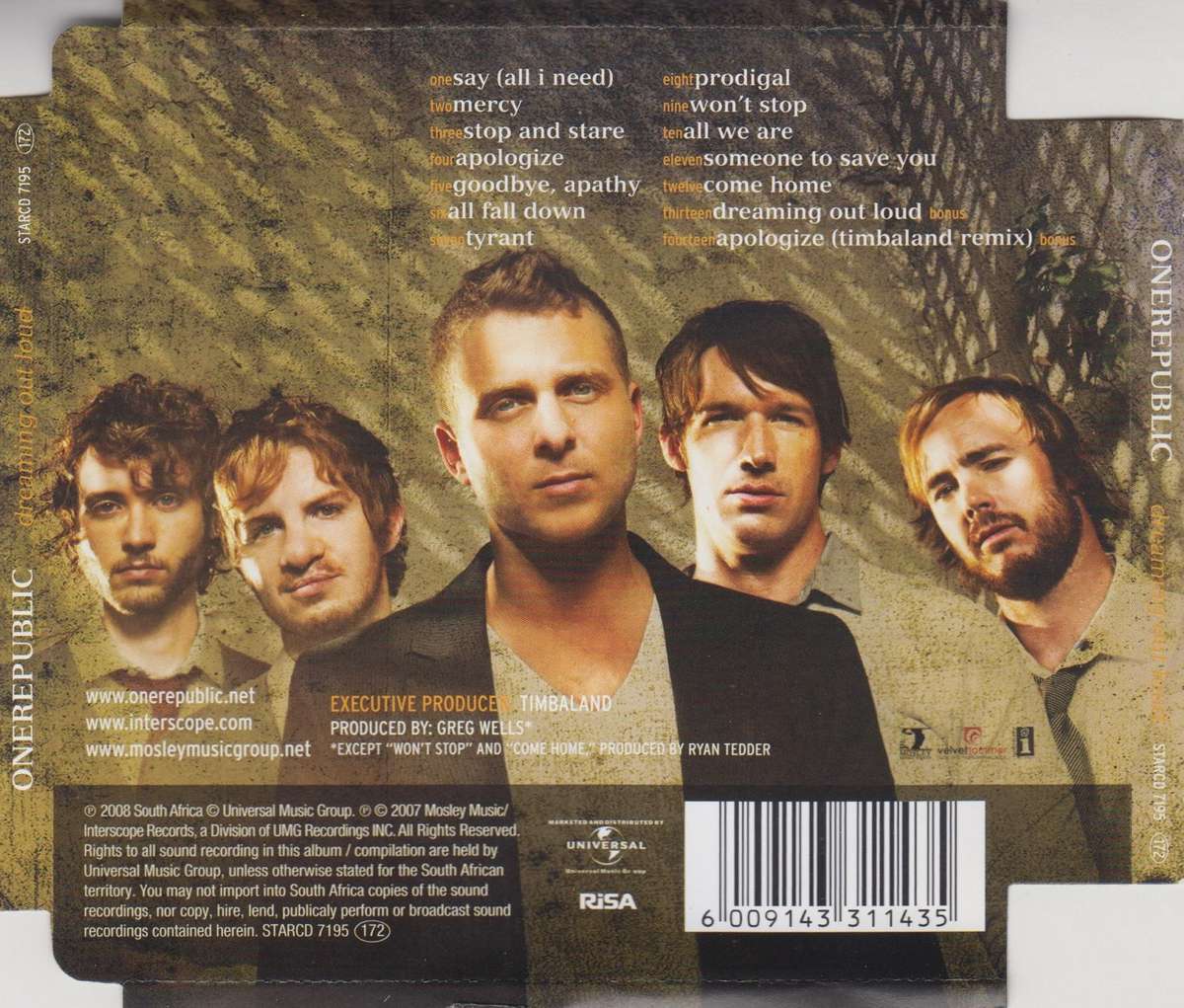 OneRepublic - Dreaming Out Loud (CD) [Super jewel case used]