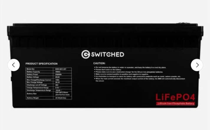 Switched 25.6V 100Ah 2560Wh LiFeP04 Battery SWD-8913-BT