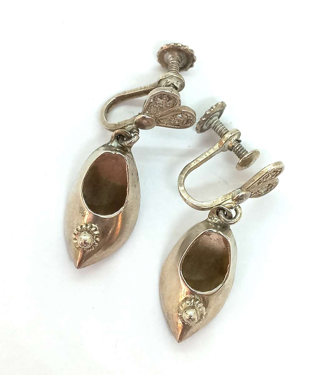 Silver Dutch Shoe Earrings