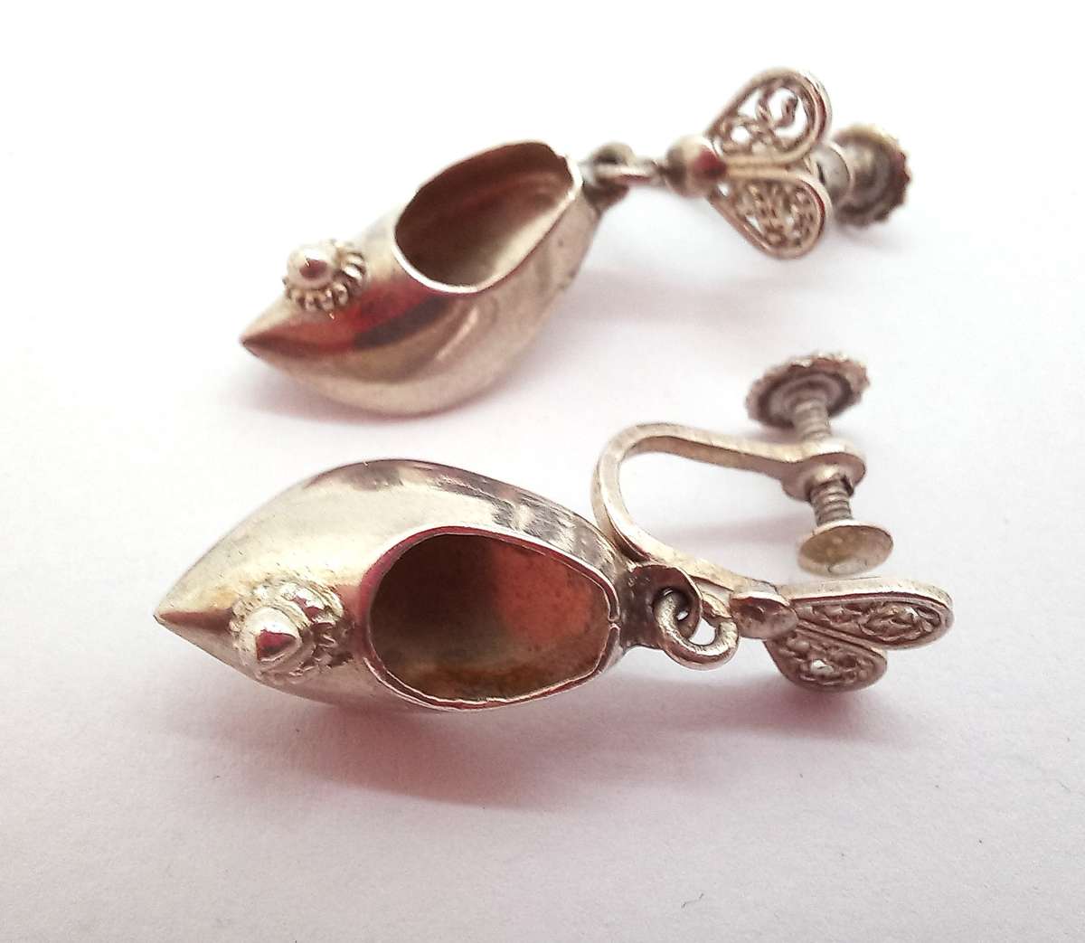 Silver Dutch Shoe Earrings