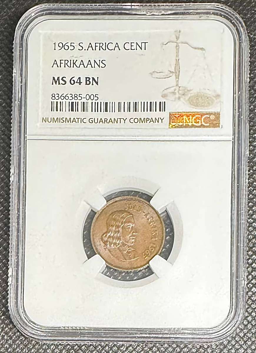 1965 RSA 1 CENT - AFRIKAANS LEGEND - MS64BN - NGC GRADED RARETY ONLY 846 MINTED