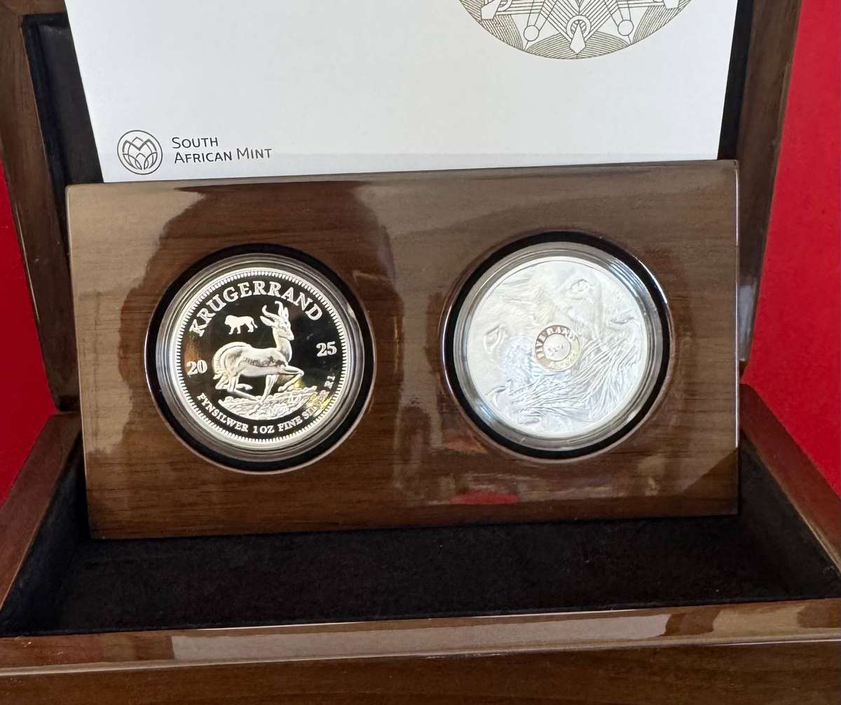 2025 PRIVY SET KRUGERRAND MINT MARK & BIG - LION - 2 x 1oz SILVER COINS