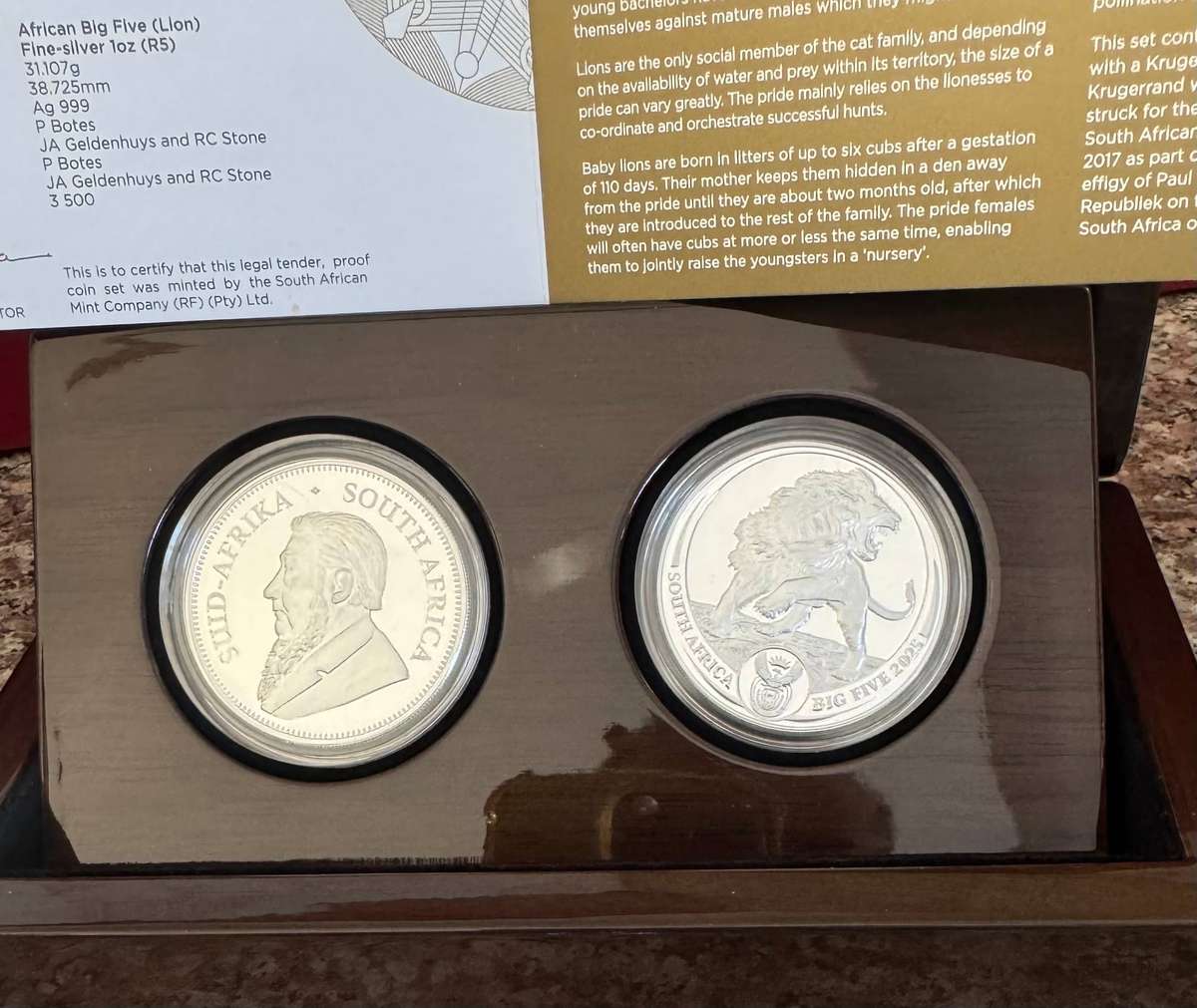 2025 PRIVY SET KRUGERRAND MINT MARK & BIG - LION - 2 x 1oz SILVER COINS