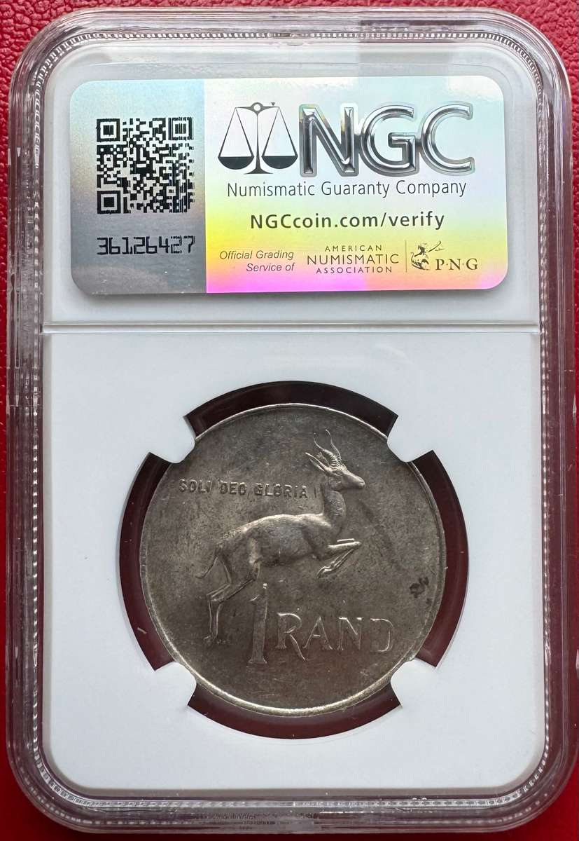 1966 SILVER RAND ** TAG EAR ** AFRIKAANS - AU58- NGC GRADED RARETY - ABOUT 600 MINTED
