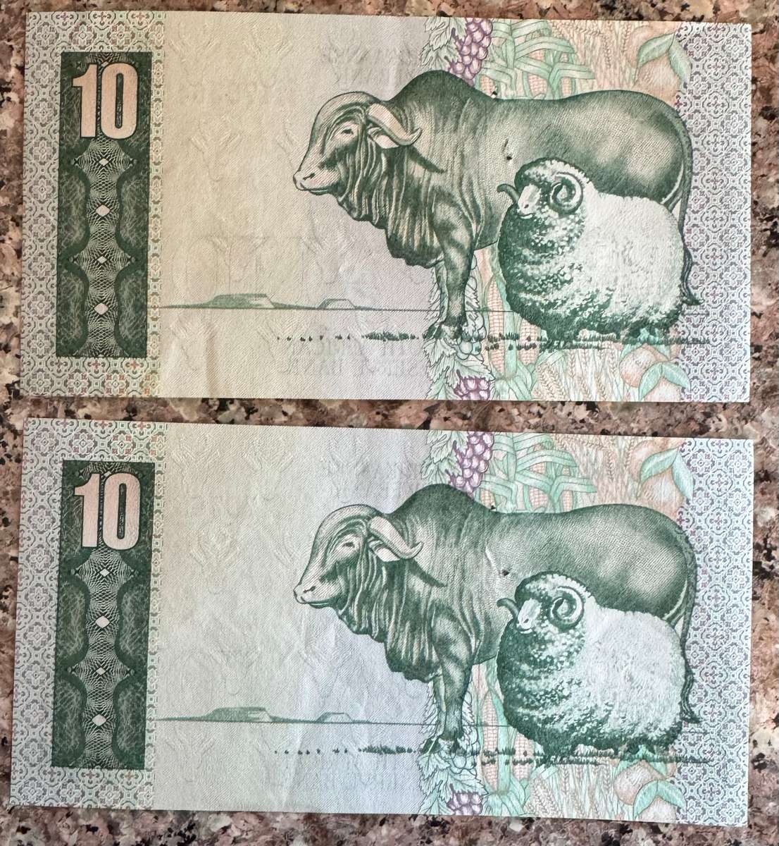 R10 NOTES A/UNC to UNC & IN SEQUENCE - G DE KOCK - C3 + 2 pinhole 2 notes in sequence - bid per note