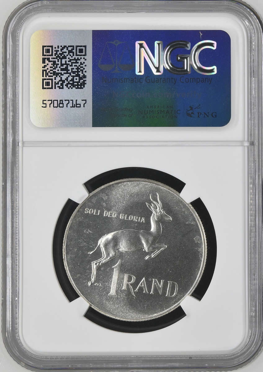 1965 SILVER 1 RAND ENGLISH - MS66 - BRILLIANT UNC - NGC GRADED RARETY - LOW MINTAGE 2341