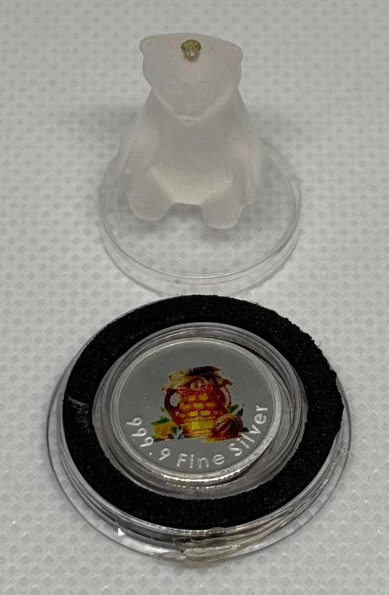 1/10oz PURE 999.9 SILVER CRYSTALS & GEMS COLORIZED SERIES IN DOME "SWAROVSKI BEAR"