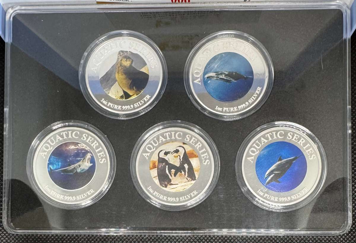 2024 Aquatic Series of SA 1oz Silver 999.9 Fine Big 5 Marine Set of 5 GWS - SRW-AP-CFS & BD