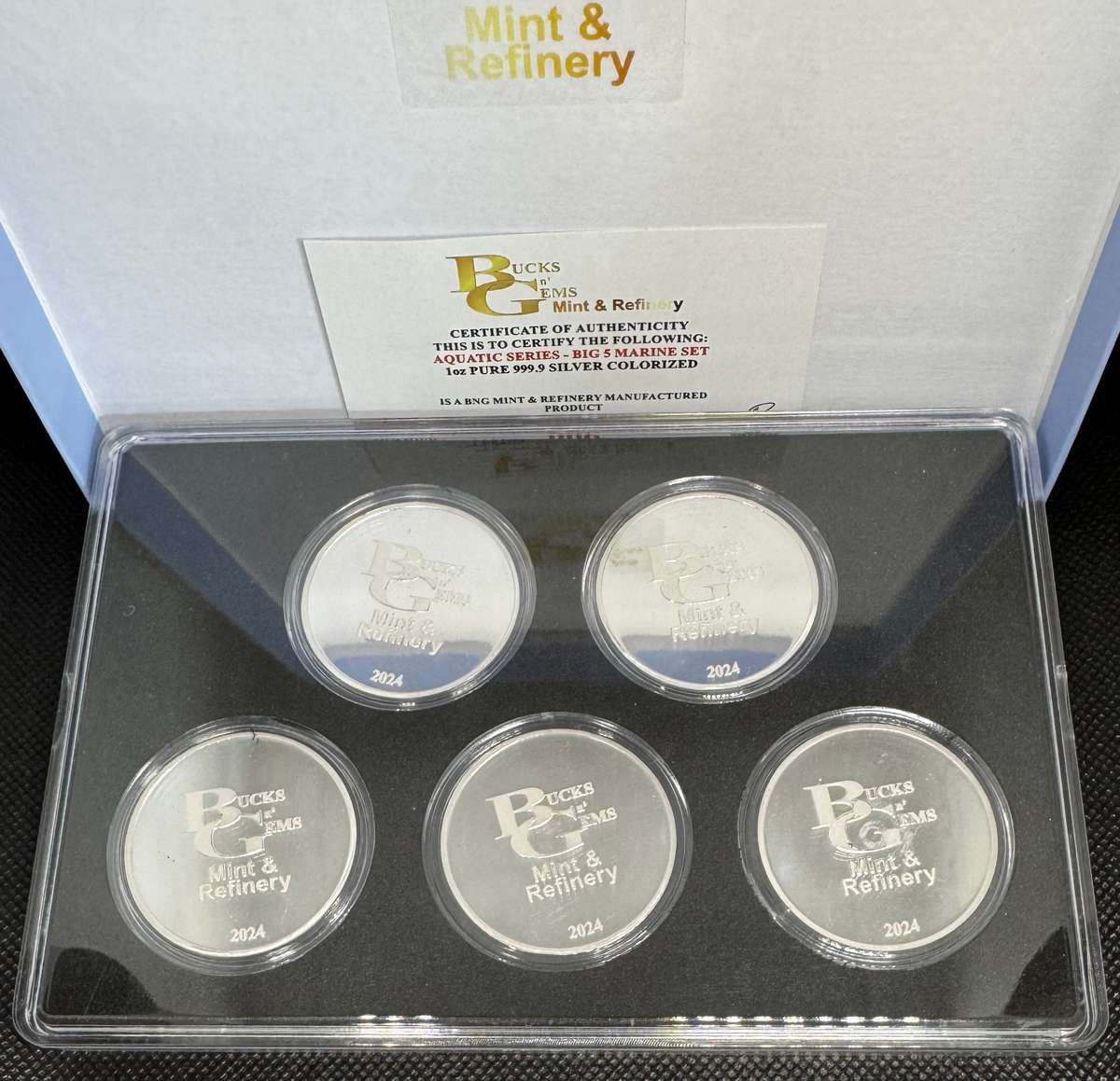 2024 Aquatic Series of SA 1oz Silver 999.9 Fine Big 5 Marine Set of 5 GWS - SRW-AP-CFS & BD