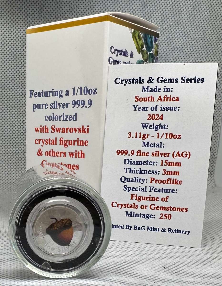 1/10oz 3.11gr PURE 999.9 SILVER CRYSTALS & GEMS COLORIZED SERIES IN DOME "SWAROVSKI SQUIREL