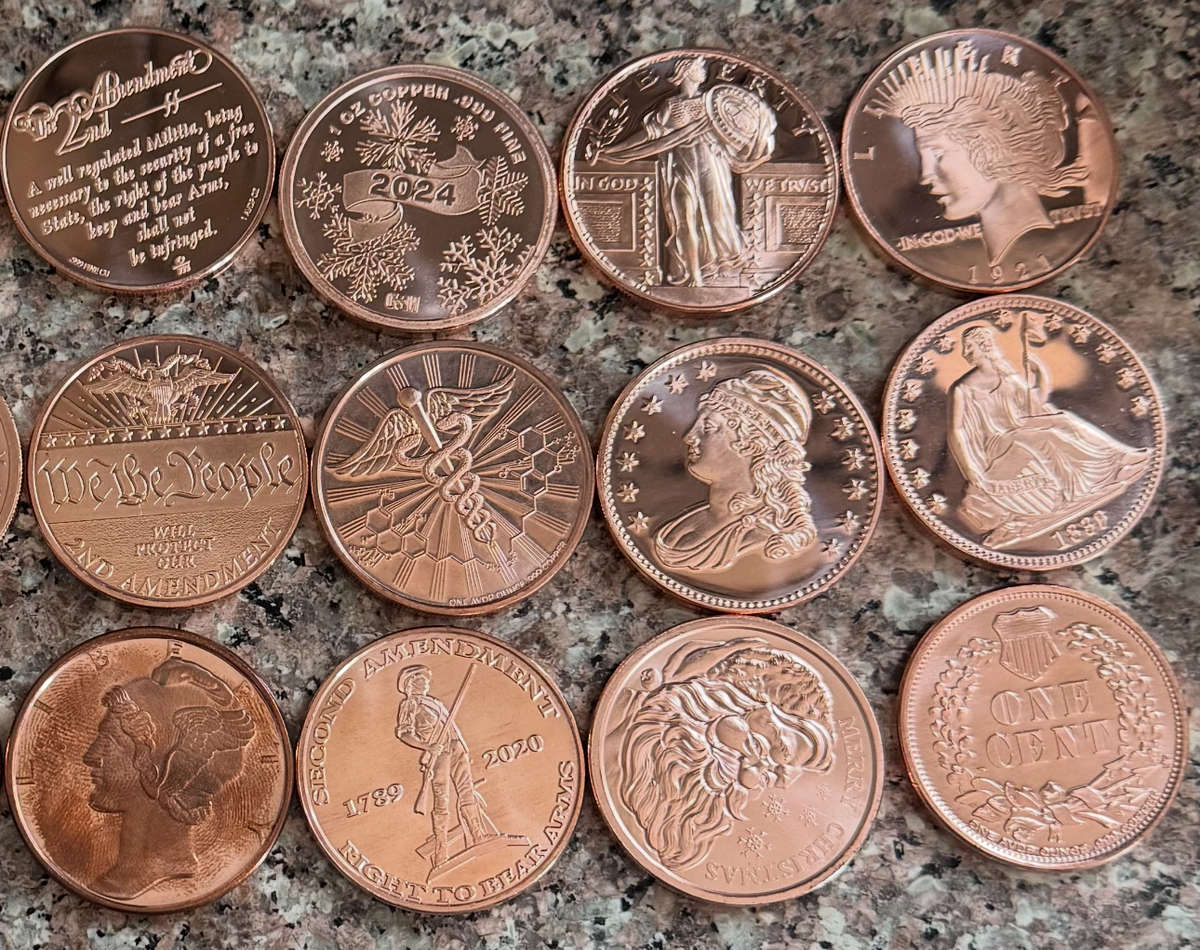 1oz 999.9 FINE COPPER - TUBE of 20 MIXED -ALL USA MINT