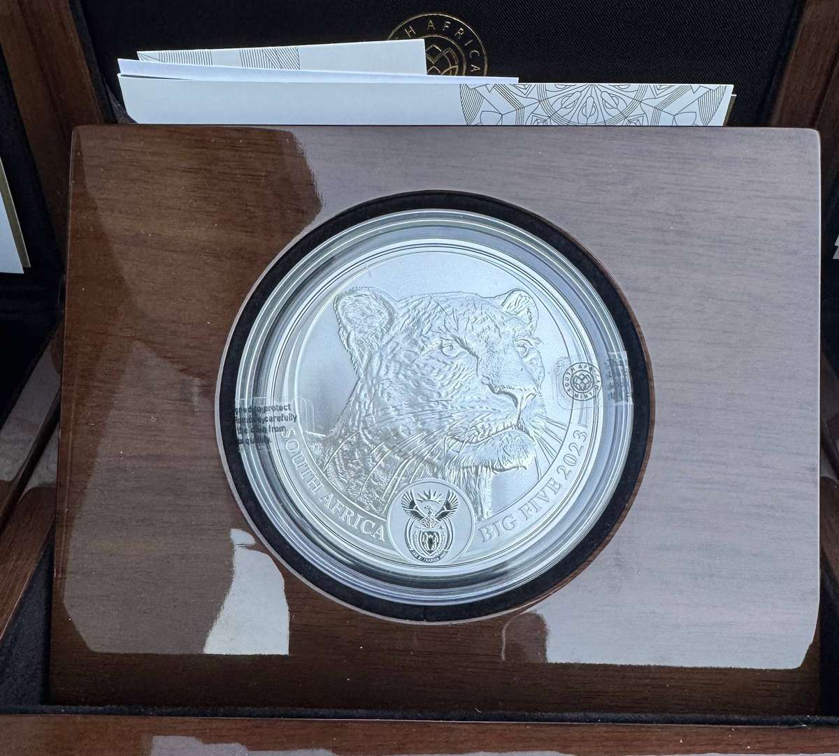 2023 BIG 5 - SERIES 2 - 5oz SILVER PROOF *LEOPARD*- IN SAMINT BOX AS ISSUED & CERTIFIED