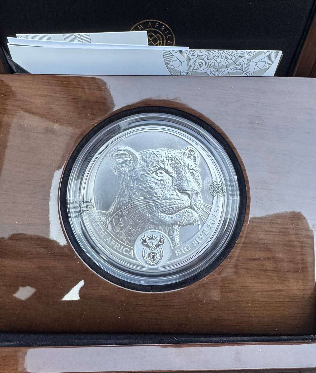 2023 BIG 5 - SERIES 2 - 5oz SILVER PROOF *LEOPARD*- IN SAMINT BOX AS ISSUED & CERTIFIED