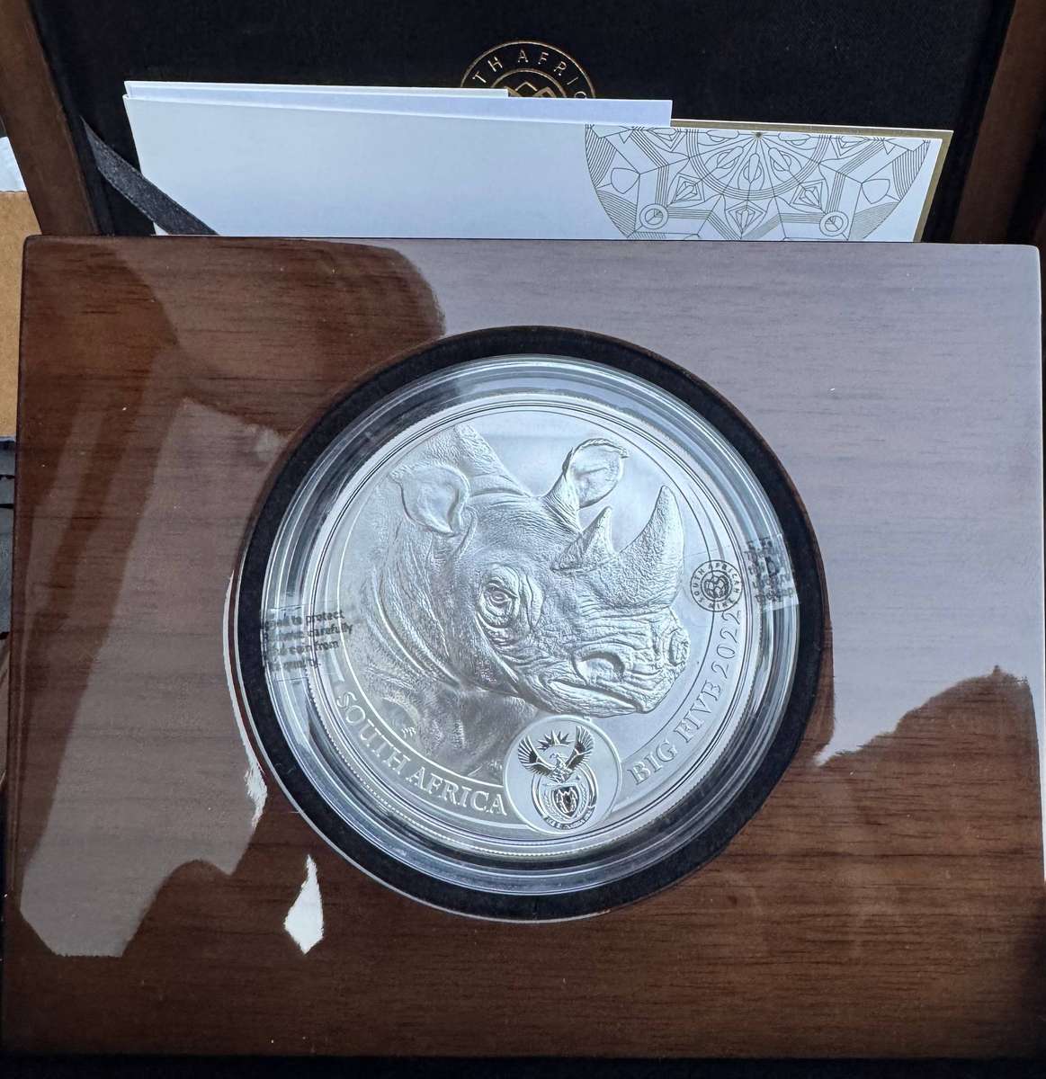 2022 BIG 5 - SERIES 2 - 5oz SILVER PROOF *RHINO*- IN SAMINT BOX AS ISSUED & CERTIFIED