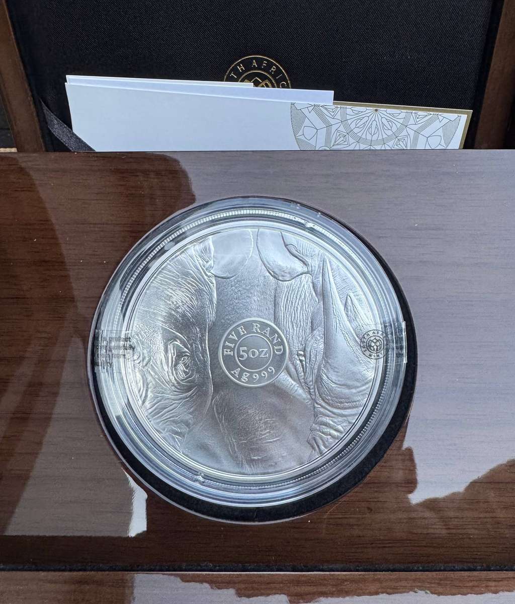 2022 BIG 5 - SERIES 2 - 5oz SILVER PROOF *RHINO*- IN SAMINT BOX AS ISSUED & CERTIFIED