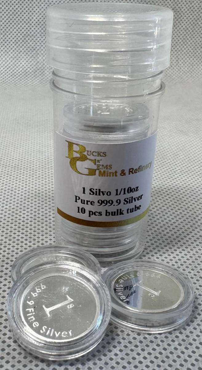 1/10oz 3.11gr SILVER 999.9 FINE - 1 SILVO 2025 - BULK TUBE OF 10's - CERTIFICATE INCLUDED