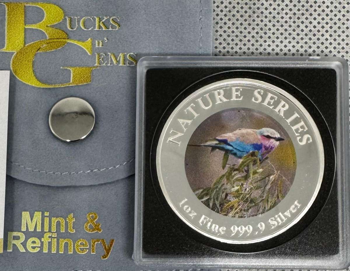 1oz SILVER 999.9 FINE - 2024 NATURE SERIES "NATIONAL BIRDS LILAC-BREASTED ROLLER" COLORIZED - CERTIF