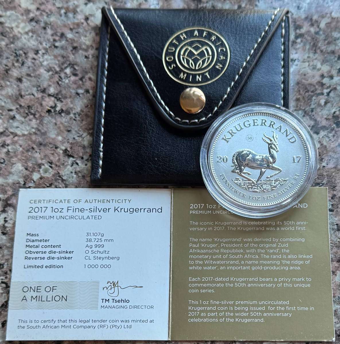2017 Krugerrand 1oz FINE Silver 50th ANNIVERSARY - brand new UNC