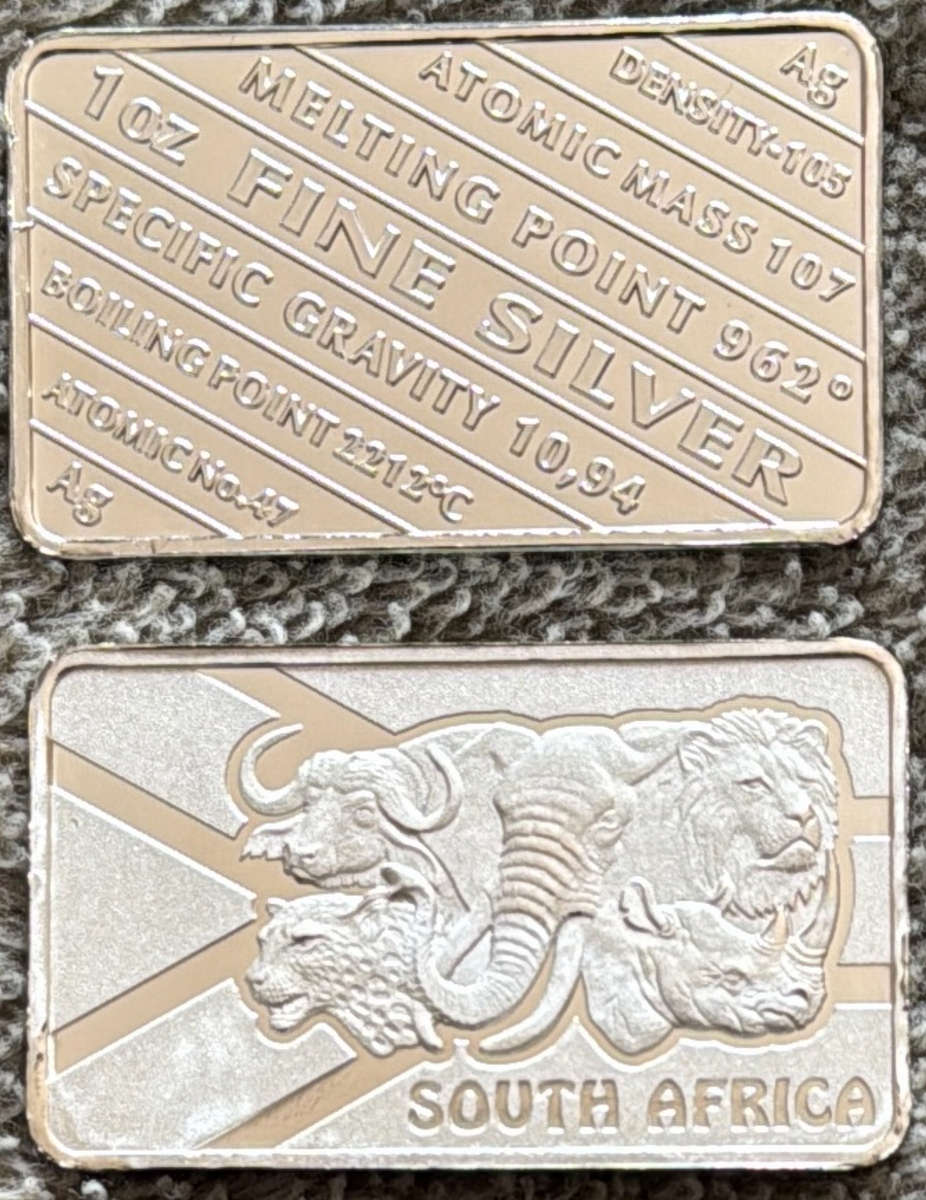 1oz PURE SILVER PROOF BAR *AFRICAN BIG 5 MINTED* BUCKS `n GEMS BAR + CERTIFICATE