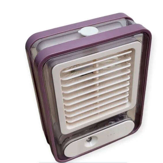 USB Rechargeable 3 Speed Nano Spray Cooler Fan with LED Night Light Mauve