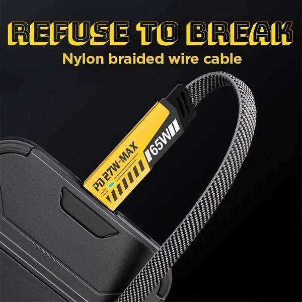 4-in-1 Fast Charging USB-A & USB-C Cable 65W, Durable & Tangle-Free