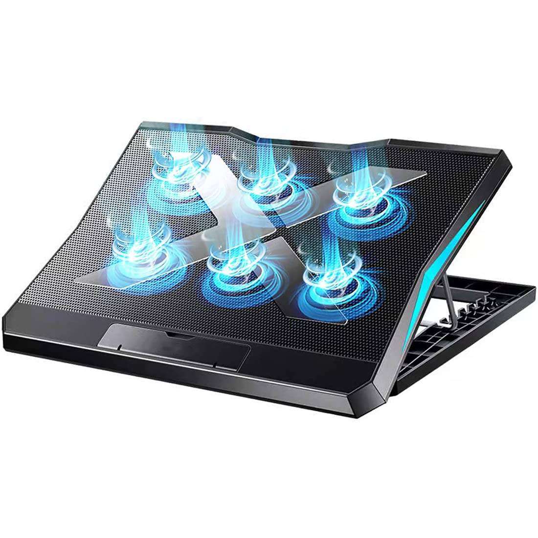 6-Fan Adjustable Laptop Cooling Pad with LED Airflow System