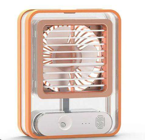 USB Rechargeable 3 Speed Nano Spray Cooler Fan with LED Night Light Orange