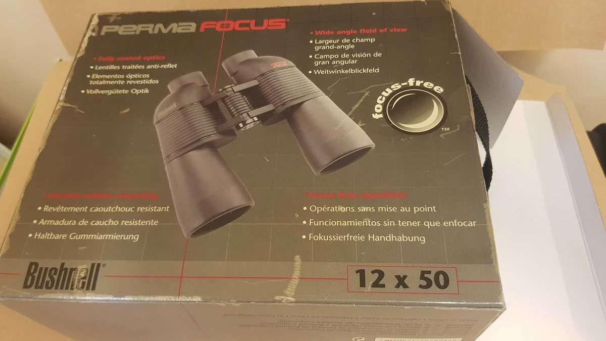 Bushnell Perma Focus 12x50 binoculars.